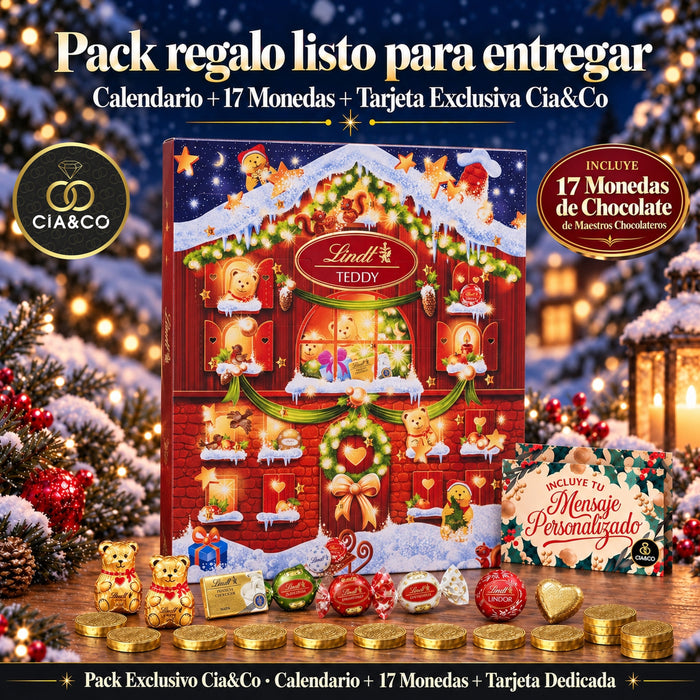 Calendario de Adviento Lindt TEDDY 2026 + Tarjeta Personalizada Cia&Co
