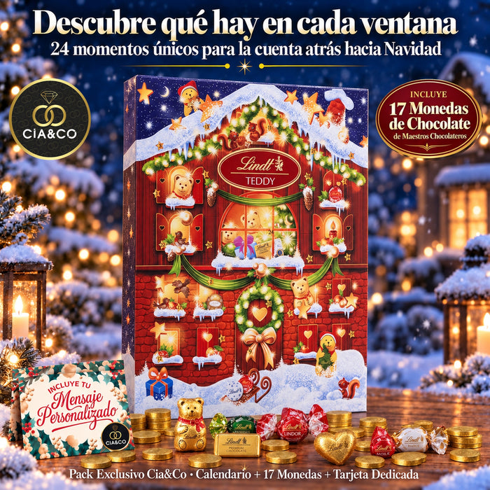 Calendario de Adviento Lindt TEDDY 2026 + Tarjeta Personalizada Cia&Co
