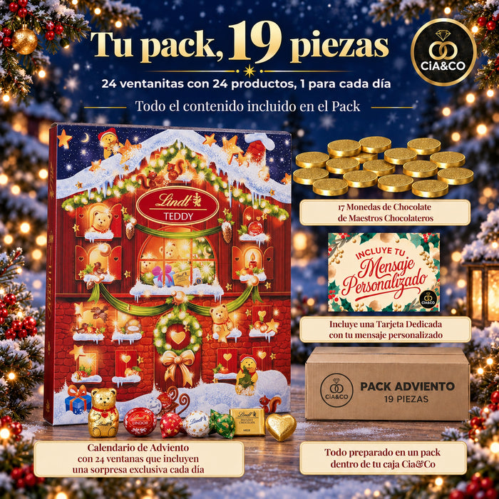 Calendario de Adviento Lindt TEDDY 2026 + Tarjeta Personalizada Cia&Co