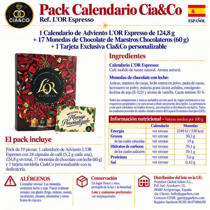 Calendario de Adviento L'OR Espresso 2026 + Tarjeta Cia&Co