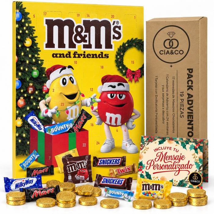 Calendario de Adviento M&M's and Friends 2026 + Tarjeta Personalizada