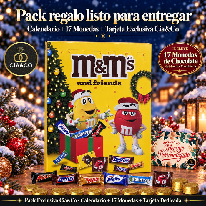 Calendario de Adviento M&M's and Friends 2026 + Tarjeta Personalizada