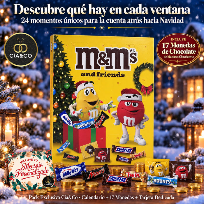 Calendario de Adviento M&M's and Friends 2026 + Tarjeta Personalizada