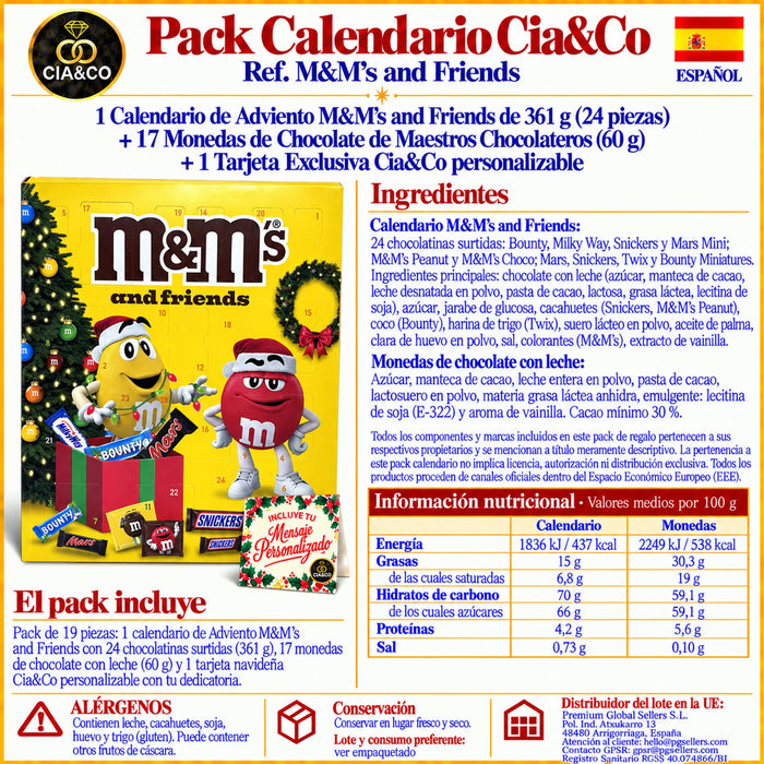 Calendario de Adviento M&M's and Friends 2026 + Tarjeta Personalizada