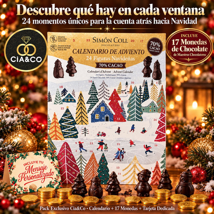 Calendario de Adviento Simón Coll 70 % Cacao 2026 + Tarjeta Cia&Co