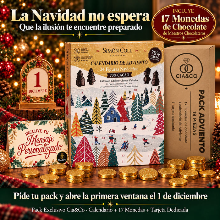 Calendario de Adviento Simón Coll 70 % Cacao 2026 + Tarjeta Cia&Co