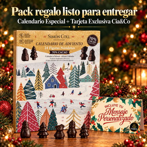 Calendario de Adviento Simón Coll 70 % Cacao 2026 – pack regalo listo para entregar con tarjeta Cia&Co
