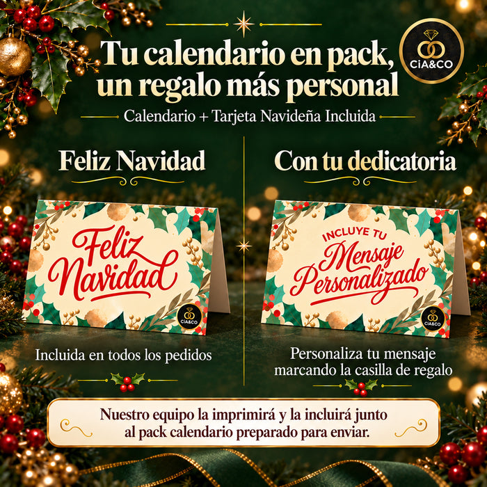 Calendario de Adviento Simón Coll 70 % Cacao 2026 – tarjeta navideña Cia&Co incluida con el pack