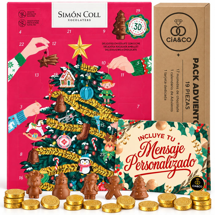 Calendario de Adviento Simón Coll Árbol 2026 + Tarjeta Dedicada Cia&Co