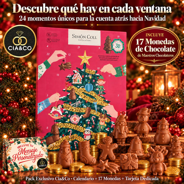 Calendario de Adviento Simón Coll Árbol 2026 + Tarjeta Dedicada Cia&Co