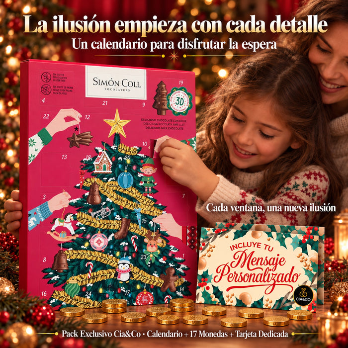 Calendario de Adviento Simón Coll Árbol 2026 + Tarjeta Dedicada Cia&Co