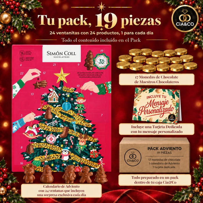 Calendario de Adviento Simón Coll Árbol 2026 + Tarjeta Dedicada Cia&Co