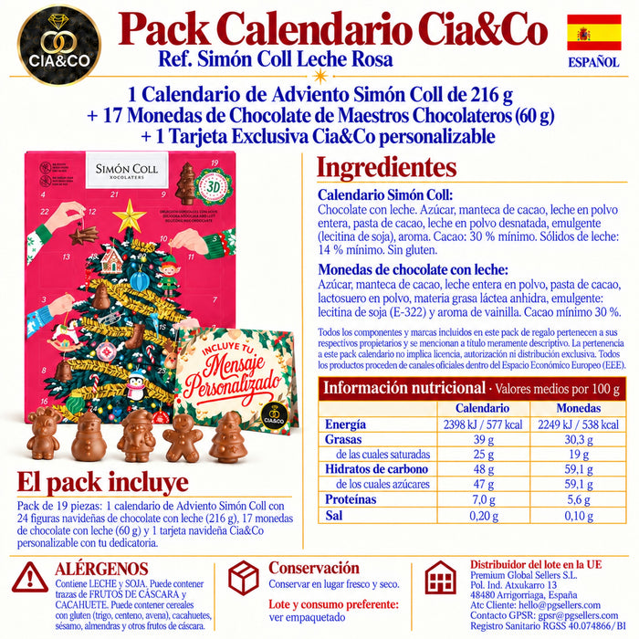 Calendario de Adviento Simón Coll Árbol 2026 + Tarjeta Dedicada Cia&Co