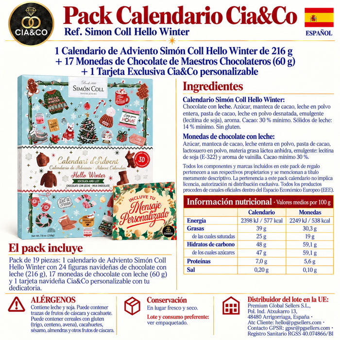 Calendario de Adviento Simón Coll Hello Winter 2026 + Tarjeta Cia&Co
