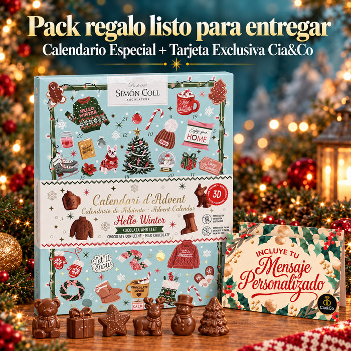 Calendario de Adviento Simón Coll Hello Winter 2026 – pack regalo listo para entregar con tarjeta Cia&Co