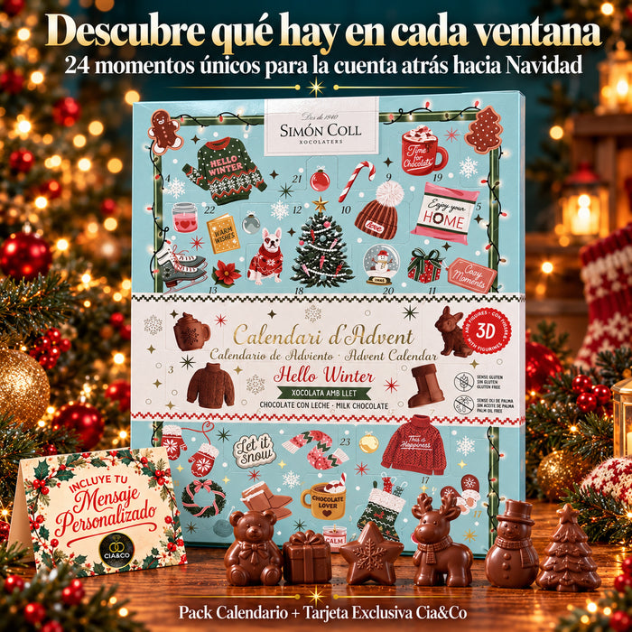 Calendario de Adviento Simón Coll Hello Winter 2026 – 24 ventanas numeradas, una para cada día de diciembre