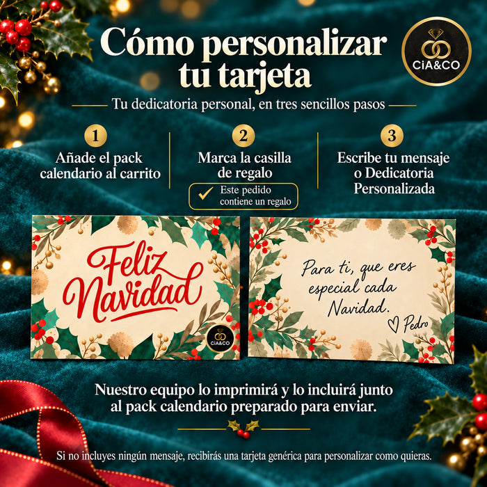 Calendario de Adviento Simón Coll Hello Winter 2026 – detalle del pack con tarjeta Cia&Co