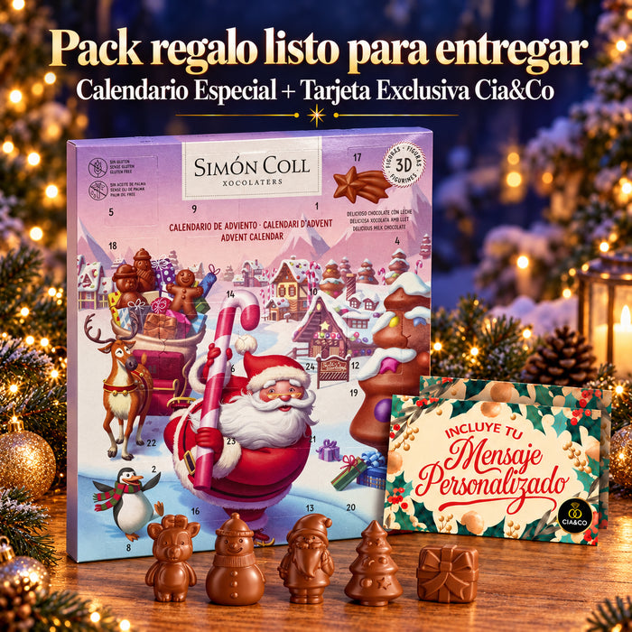 Calendario de Adviento Simón Coll Papá Noel 2026 – pack regalo listo para entregar con tarjeta Cia&Co