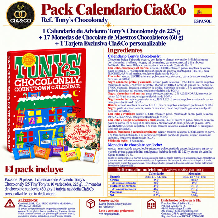 Calendario de Adviento Tony's Chocolonely 2026 + Tarjeta Dedicada Cia&Co