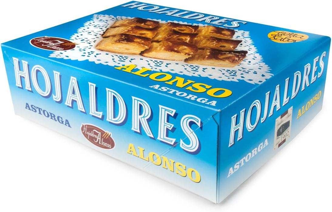 Lote de Dulces de Astorga Alonso: una selección artesanal con Hojaldres (700g), Mantecadas (1 docena) y Pastas Surtidas (500g). El sabor auténtico de la tradición. Alonso - detalle