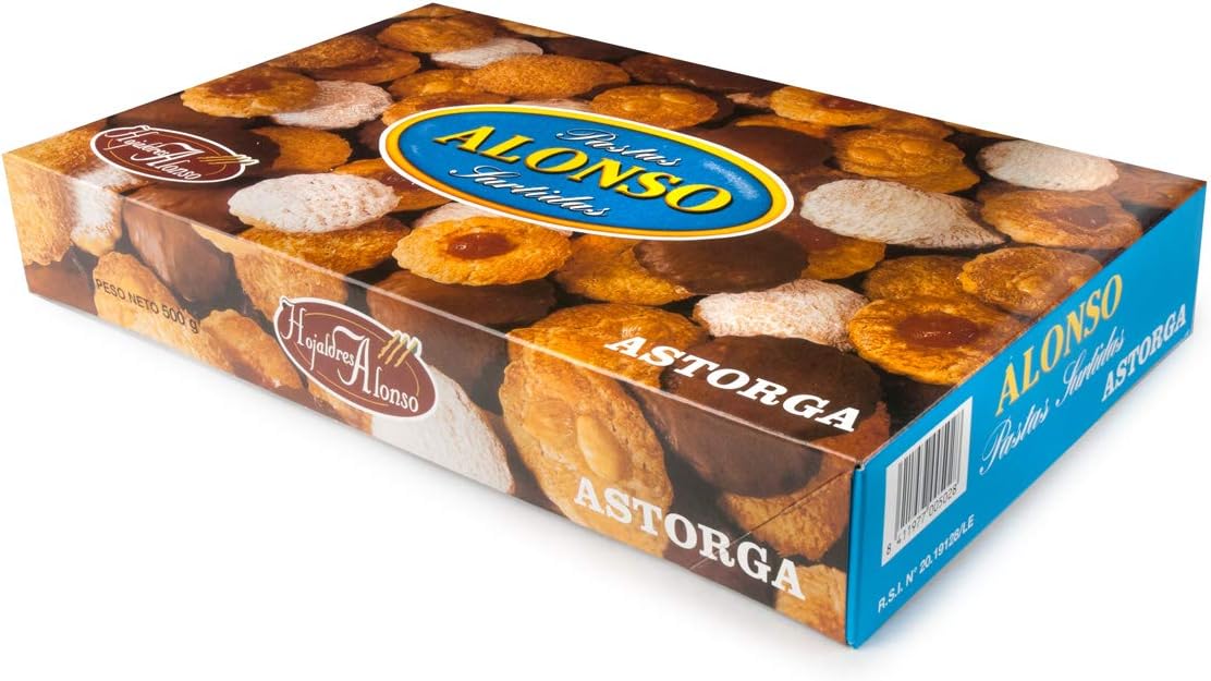 Lote de Dulces de Astorga Alonso: una selección artesanal con Hojaldres (700g), Mantecadas (1 docena) y Pastas Surtidas (500g). El sabor auténtico de la tradición. Alonso - ingredientes