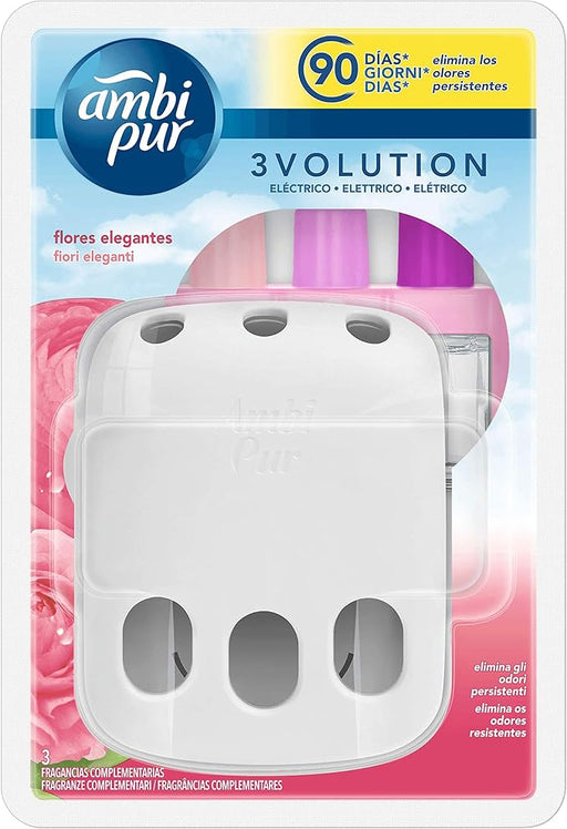 Ambi Pur 3Volution Ambientador Eléctrico Kit Completo Frescor de la Mañana. Elimina olores persistentes y refresca tu casa hasta 90 días con 3 aromas. Ambipur - frontal