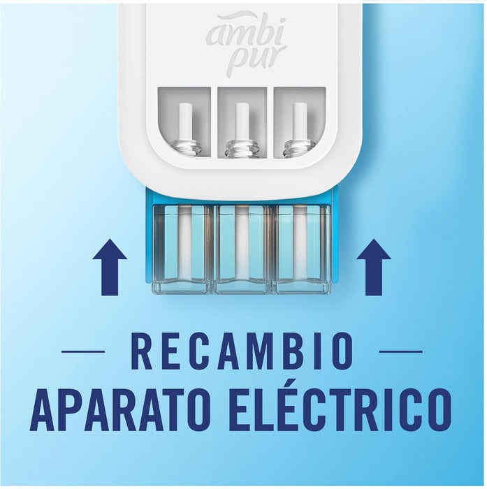 Ambi Pur 3Volution Ambientador Eléctrico Kit con Fragancia Frescor de la Mañana 20ml. Disfruta de un ambiente sin olores y con un perfume que dura 80 días. Ambipur - ingredientes