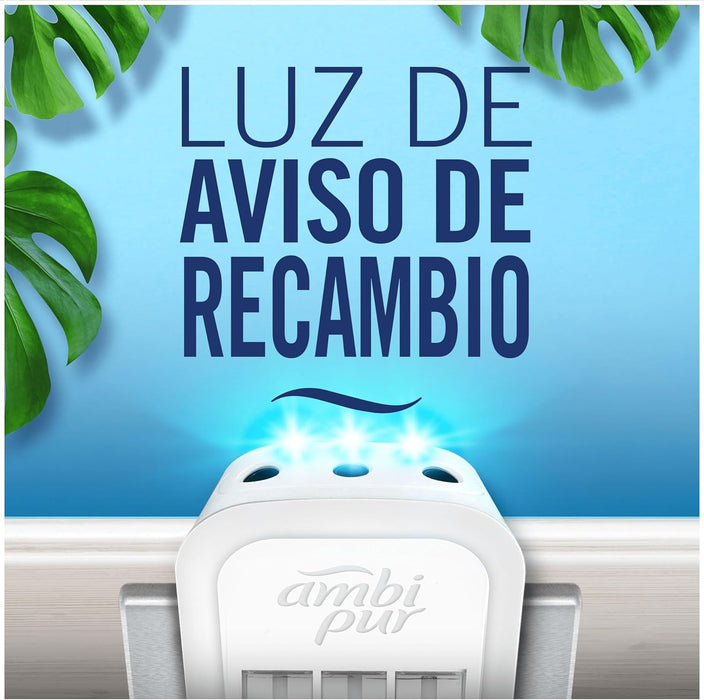 Ambi Pur 3Volution Ambientador Eléctrico Kit con Fragancia Frescor de la Mañana 20ml. Disfruta de un ambiente sin olores y con un perfume que dura 80 días. Ambipur - lateral