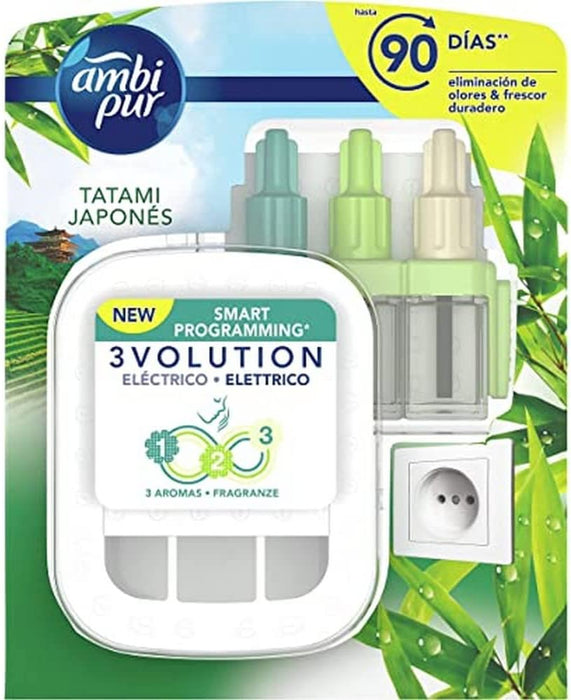 Ambi Pur 3Volution Ambientador Eléctrico Kit con Fragancia Frescor de la Mañana 20ml. Disfruta de un ambiente sin olores y con un perfume que dura 80 días. Ambipur - zoom