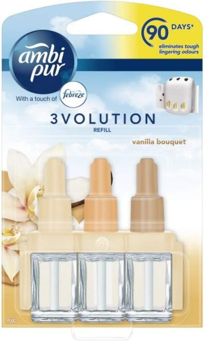 Ambi Pur 3Volution Kit de Inicio con Difusor Eléctrico y Recambio (20 ml) Aroma Vainilla & Bouquet. Elimina olores y refresca el aire de tu hogar hasta 90 días. Ambipur - extra