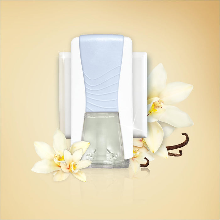 Kit Ambi Pur Ambientador Eléctrico, fragancia Vainilla (21,5 ml). Incluye difusor y recambio con tecnología Odourclear para eliminar olores y perfumar hasta 80 días. Ambipur - extra