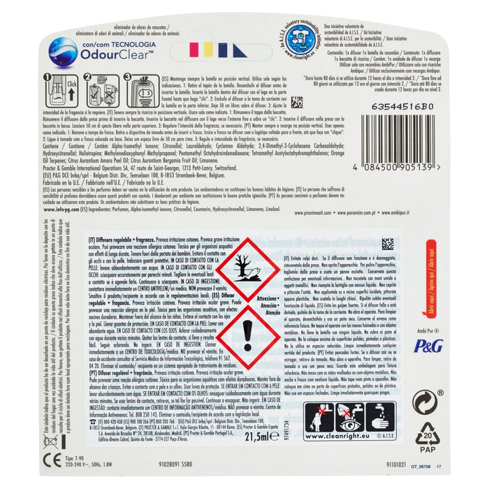 Kit de Inicio Ambi Pur Ambientador Eléctrico, fragancia Tatami Japonés (21,5 ml). Incluye difusor y recambio para crear un ambiente de armonía y frescor duradero. Ambipur - detalle