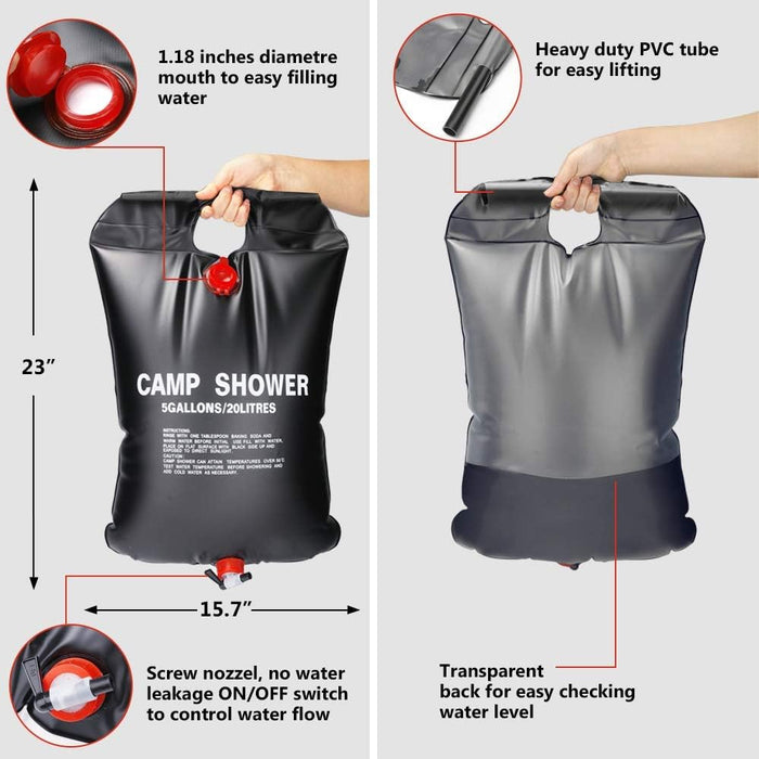 Bolsa de Ducha Solar ASANMU, 20 litros de capacidad. Ducha de acampada portátil para calentar agua con energía solar, ideal para camping, senderismo, jardín y playa. Asanmu - zoom