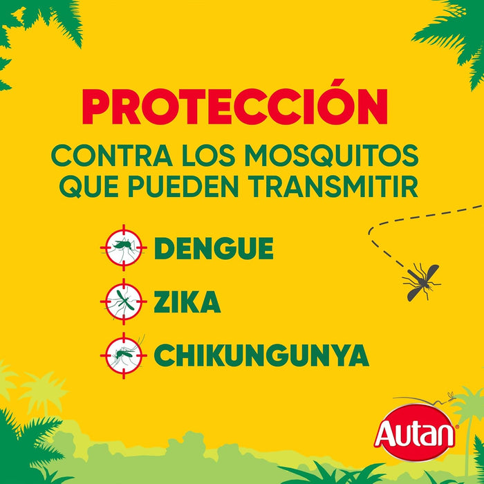 Autan Tropical Repelente de Mosquitos en Spray Seco, 100ml. Máxima protección de hasta 8 horas contra mosquitos comunes, tropicales y tigre. Ideal para viajes y zonas de riesgo. Autan - ingredientes