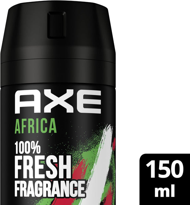 AXE Africa Desodorante Antitranspirante en Spray para Hombre, 150ml. Protección avanzada contra el sudor y el mal olor con una fragancia exótica y sensual de larga duración. Axe - extra