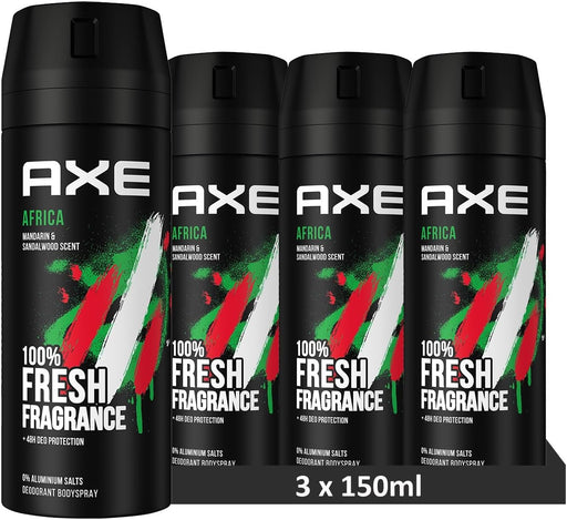 AXE Africa Desodorante Antitranspirante en Spray para Hombre, 150ml. Protección avanzada contra el sudor y el mal olor con una fragancia exótica y sensual de larga duración. Axe - frontal