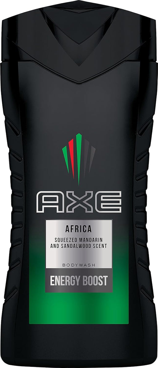 AXE Africa Gel de Ducha, Pack de 4x250ml. El regreso de un clásico con una fragancia exótica, sensual y duradera para el hombre aventurero y explorador. Axe - frontal