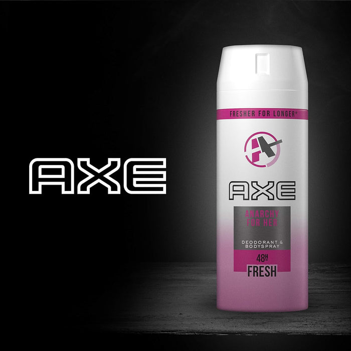 AXE Anarchy for Her Desodorante Bodyspray para Mujer, Pack de 3x150ml (450ml). Protección de 48 horas con una fragancia frutal y floral irresistible y duradera. Axe - lateral