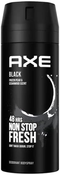 AXE Black Desodorante Body Spray 48h, Pack de 6x150ml. Fórmula 0% aluminio con tecnología Zinc Complex para una protección superior y una fragancia irresistible de bergamota y cedro. Axe - extra
