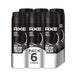 AXE Black Desodorante Body Spray 48h, Pack de 6x150ml. Fórmula 0% aluminio con tecnología Zinc Complex para una protección superior y una fragancia irresistible de bergamota y cedro. Axe - frontal