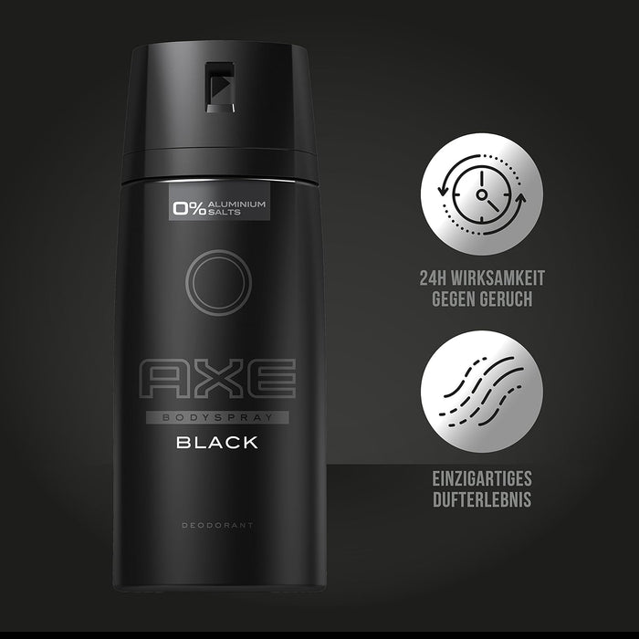 Axe Black Desodorante Bodyspray para Hombre (150 ml). Una fragancia sutil y masculina que permite que tu estilo brille, con notas de bergamota, pera y madera de cedro. Axe - zoom