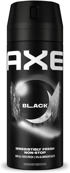 Axe Black Desodorante Bodyspray para Hombre, 150 ml. Una fragancia sutil y sofisticada con notas de bergamota, romero y madera de cedro para una frescura duradera. Axe - ingredientes