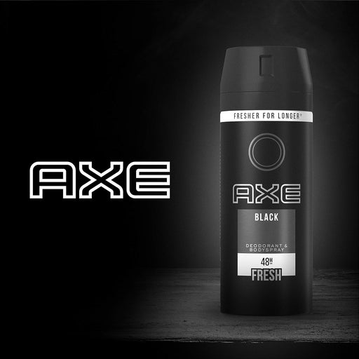 AXE Black Desodorante Bodyspray para Hombre, Pack de 3x150ml (450ml). Protección de 48h con una fragancia sutil y sofisticada de bergamota, romero y cedro. Axe - pack