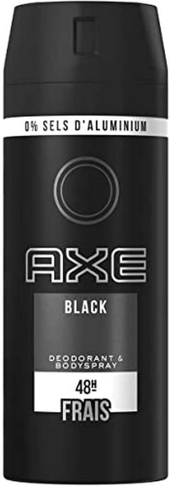 AXE Black Desodorante en Spray para Hombre, 150 ml. Una fragancia cálida y masculina que combina notas frescas de bergamota y pera con la profundidad de la madera de cedro. Axe - frontal