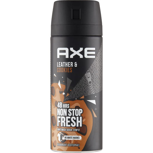 AXE Collision Leather & Cookies Desodorante Body Spray, Pack de 3x150ml. Una fragancia masculina inesperada y adictiva sin sales de aluminio para una frescura y protección duraderas. Axe - frontal