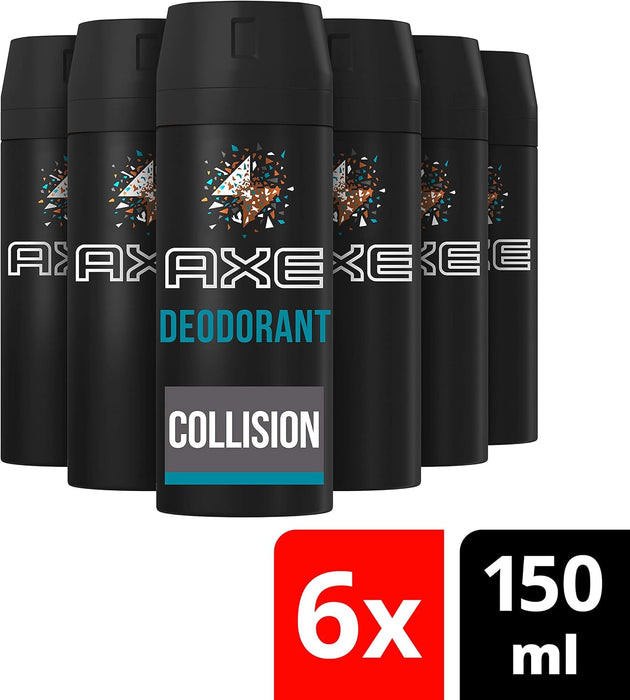 AXE Collision Leather & Cookies Desodorante Body Spray, Pack de 6x150ml (900ml). Una fragancia sofisticada con mandarina, cuero y cookies para un aroma masculino único y duradero. Axe - lateral