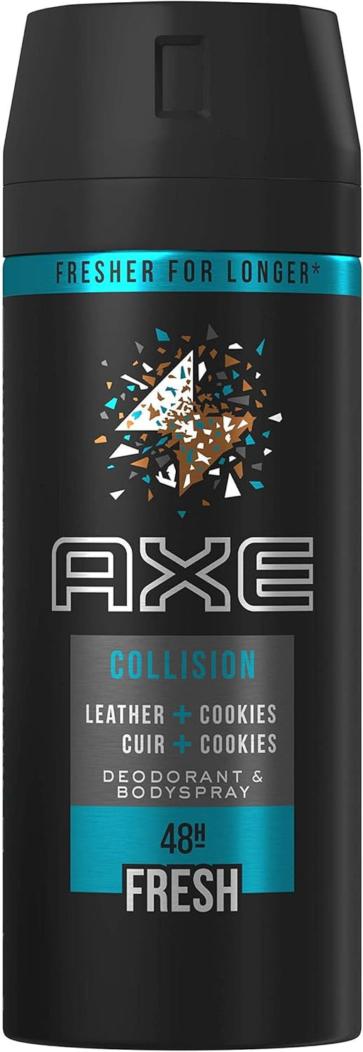 AXE Collision Leather & Cookies Desodorante Body Spray, Pack de 6x150ml (900ml). Una fragancia sofisticada con mandarina, cuero y cookies para un aroma masculino único y duradero. Axe - pack