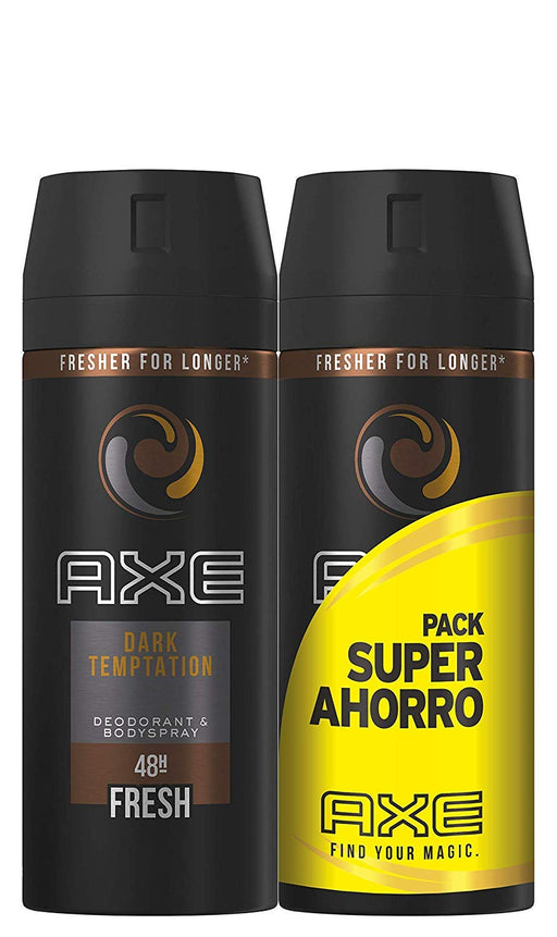 AXE Dark Temptation Desodorante Bodyspray, Pack Duplo Ahorro de 4x150ml (600ml). Una fragancia adictiva y fresca para una protección duradera contra el mal olor. Axe - pack