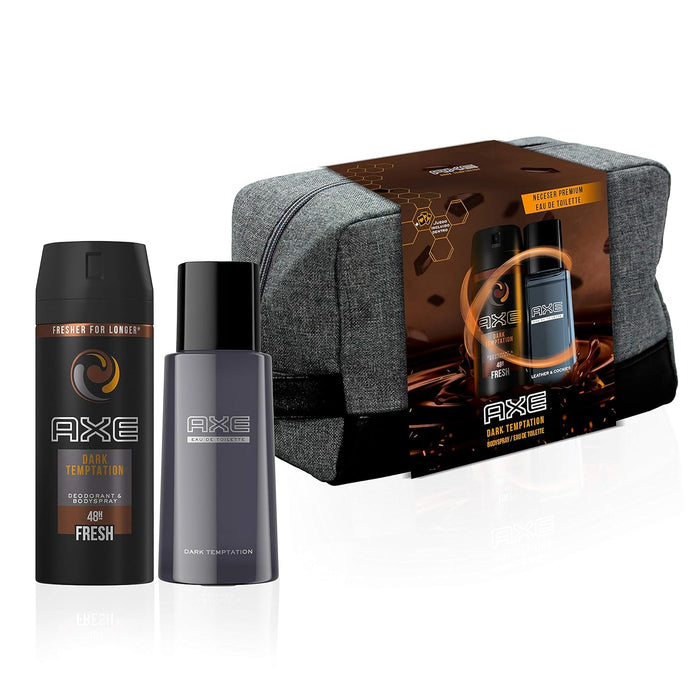 AXE Dark Temptation Neceser Duo para Hombre. El regalo ideal que combina la protección diaria del desodorante bodyspray de 150ml con la intensidad del Eau de Toilette de 100ml. Axe - detalle