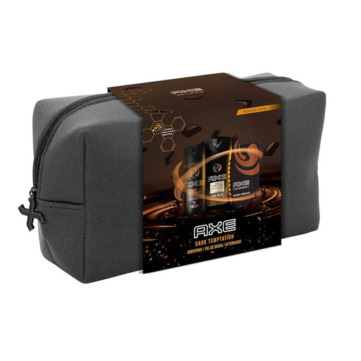 AXE Dark Temptation Neceser Trío para Hombre. El set de regalo con el ritual de cuidado completo: incluye Desodorante 150ml, Gel de Ducha 250ml y After Shave 100ml. Axe - frontal